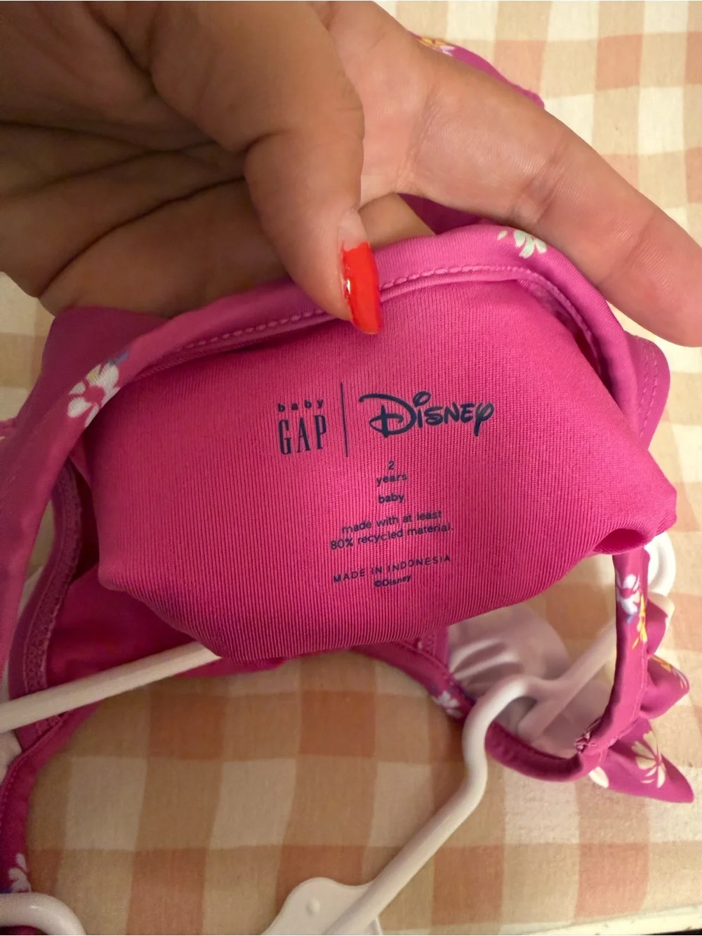 GAP x Disney Girls Minnie Mouse Bright Pink Floral Swimsuit